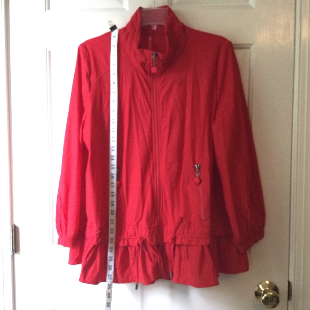 IC by Connie K red jacket ruffle hem L large